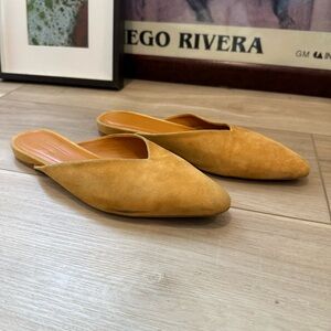 Everlane mustard yellow sueded The v mule ballet  flats sizes 8.5